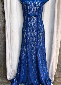 Elegant Royal Blue Lace Gown