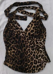 Leopard Print Halter Neck Top