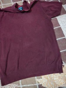 Maroon Striped Polo T-Shirt