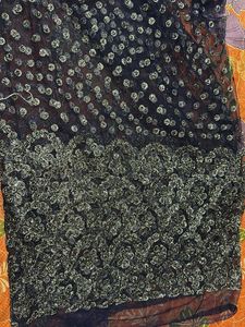 Embellished Navy Blue Net dress material….