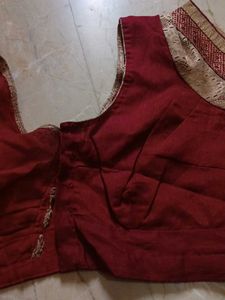 Light Brown Colour Saree with Pink border line