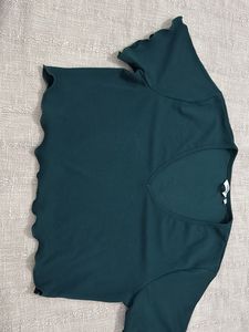 Chic Teal Lettuce Hem Top