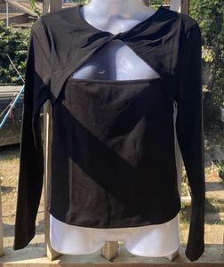 Black Twist Front Long Sleeve Top(Bust-32-36)
