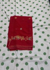 Maroon Embroidered Georgette Saree