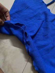 Blue Ribbed Tank Top