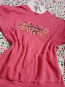 Pink Embroidered Sweatshirt