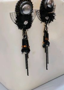 Unique Black Tassel Dangle Earrings