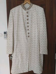 Men's White Embroidered Sherwani