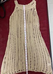 Women's Beige Knit Tank Top Style Dress