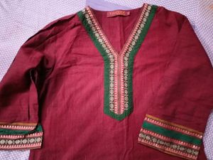 maroon branded kurti