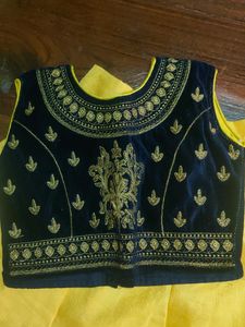 Girls Yellow Blue Lehenga Choli Age 2 To 3 Years