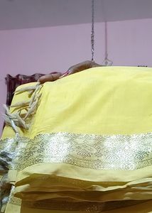 Lemon Yellow Mysore Silk Saree With Silver Jaree