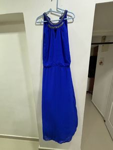 Long Blue Party Wear Festive Gown Dress