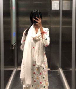 Colorful Embroidered White Cotton Kurta