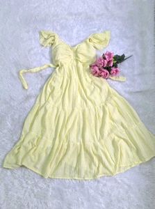 💛 Pastel Yellow Tiered Maxi Dress | Ruffle Sleeve