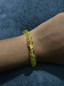 Chic Yellow Beaded Bracelet with Heart Charm