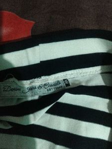 Striped Midi Skirt with Side Slit