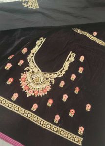 Elegant Black Velvet Lehenga Choli Set