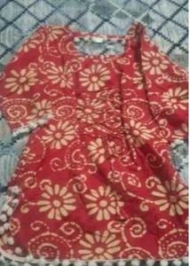 Stylish Pink Floral Short Kurti
