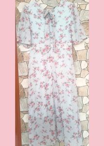 Powder Blue Floral Dress(Weekend sale)