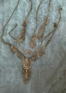 Gold Tone Rhinestone Necklace: 2, with bracelet