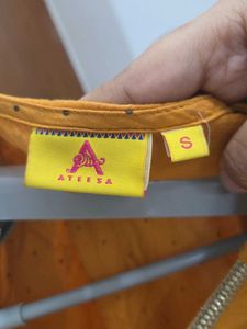 Orange Kurta with Embellished Neckline