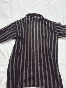 Black Crochet Men Shirt