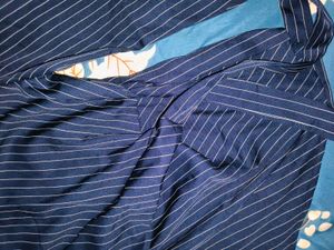 Pinstripe Wrap Tie Blouse
