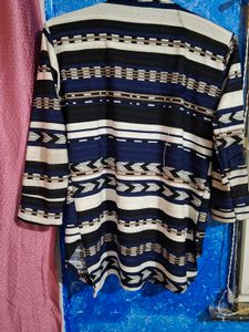 Blue And White Striped Shrug