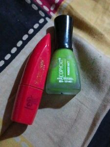Copycat Nail Enamel & rose pink  Lipstick Set