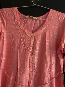 Peach Cotton Blend Kurta