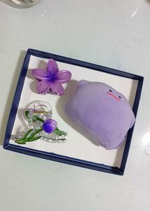 Cute Purple Hair Claw Clips & Plushie
