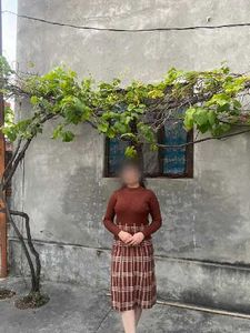 Brown Plaid Midi Dress
