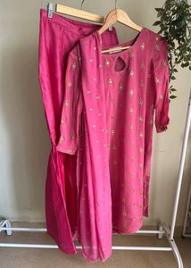 Pink Embroidered Kurta Set with Dupatta
