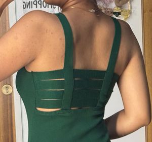 Green Strap Detail Knit dress