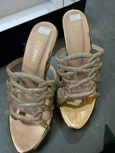 Sparkling Embellished Gold Heels