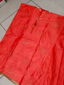 Elegant Orange Embroidered Kurta