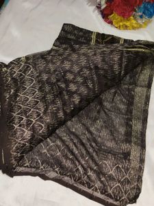 Elegant Embroidered Brown Saree