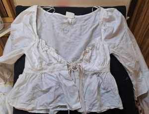 White Lace-Up Peplum Top