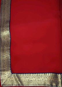 Elegant Red Saree with Gold Border