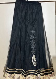 Elegant Black Netted Ethnic Skirt