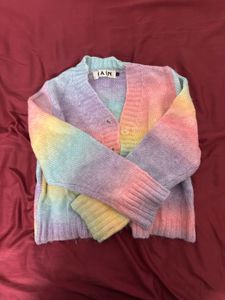 Rainbow Gradient Knit Cardigan