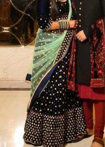 Stunning Navy Blue Embellished Lehenga Choli