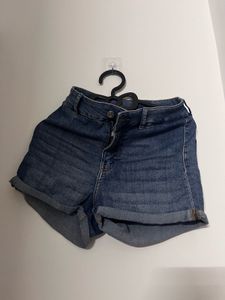 Blue Denim Cuffed Shorts
