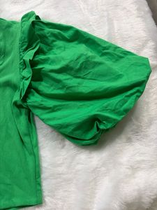 Vibrant Green Puff Sleeve Top