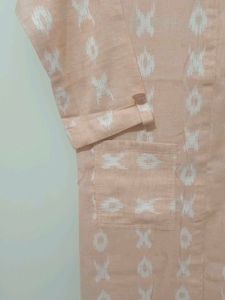 Peach Ikat Print Kurta with pocket