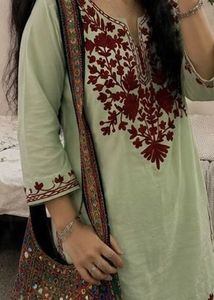 Elegant Light Green Embroidered Kurta