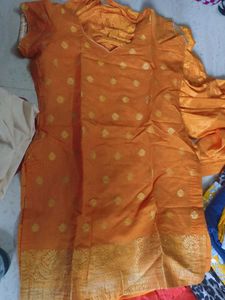 yellow banarasi Kurta Set with Dupatta