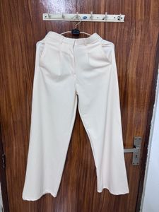Cream Wide-Leg Trousers