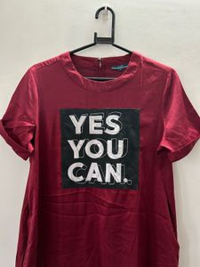 Maroon Casual Dress - 'Yes You Can'